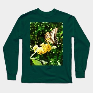 Butterflies - Yellow Swallowtail On Yellow Lantana Long Sleeve T-Shirt